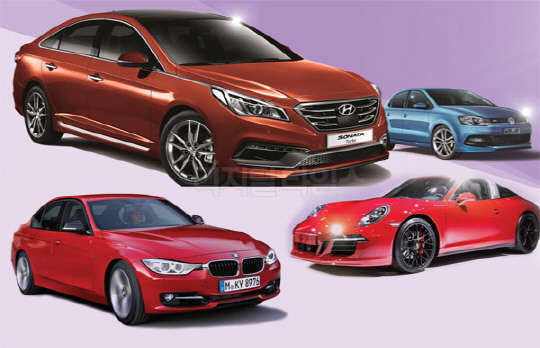 사진 위 왼쪽부터 시계방향으로 쏘나타 2.0 터보, 신형 폴로 1.4 TDI-R라인, 911 타르가 4 GTS, BMW 뉴 3시리즈.